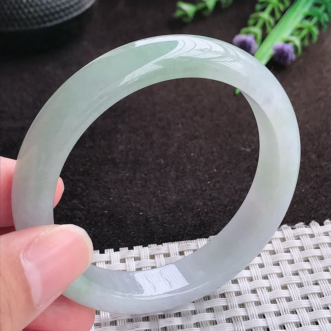 自然光56/12.5/7.9老坑冰胶水灵冰晴手镯宽边翡翠玉镯手环