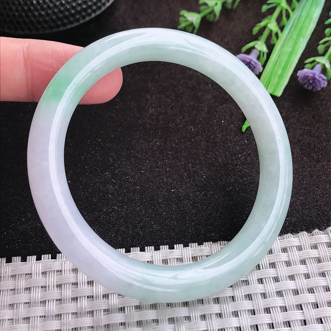 自然光55/8.8老坑秀气温润冰晴圆条手镯翡翠玉镯手环