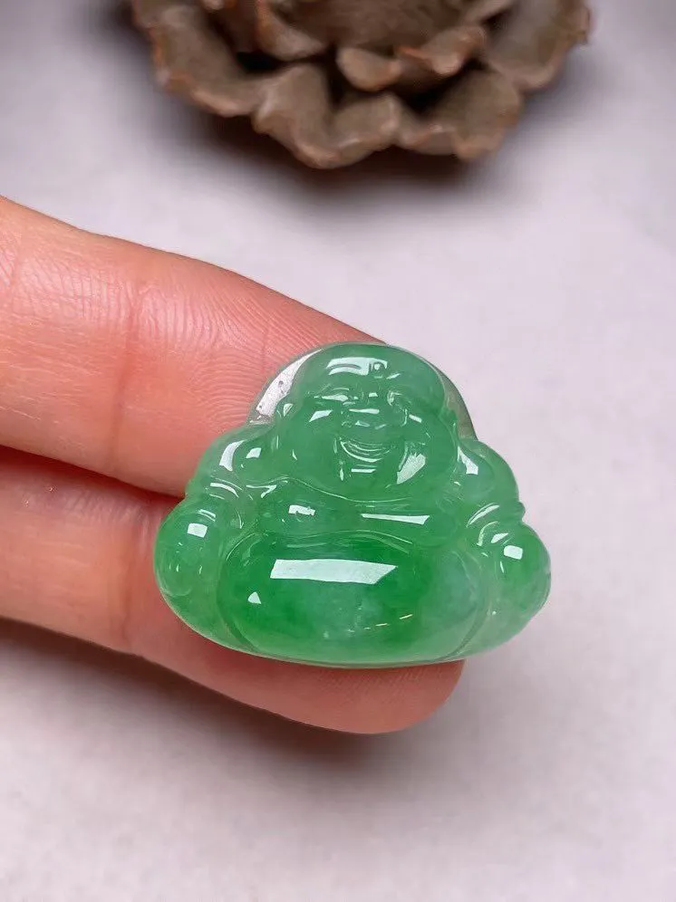 冰种飘绿【佛公】吊坠，种水好，玉质细腻 ，卖相好‘
