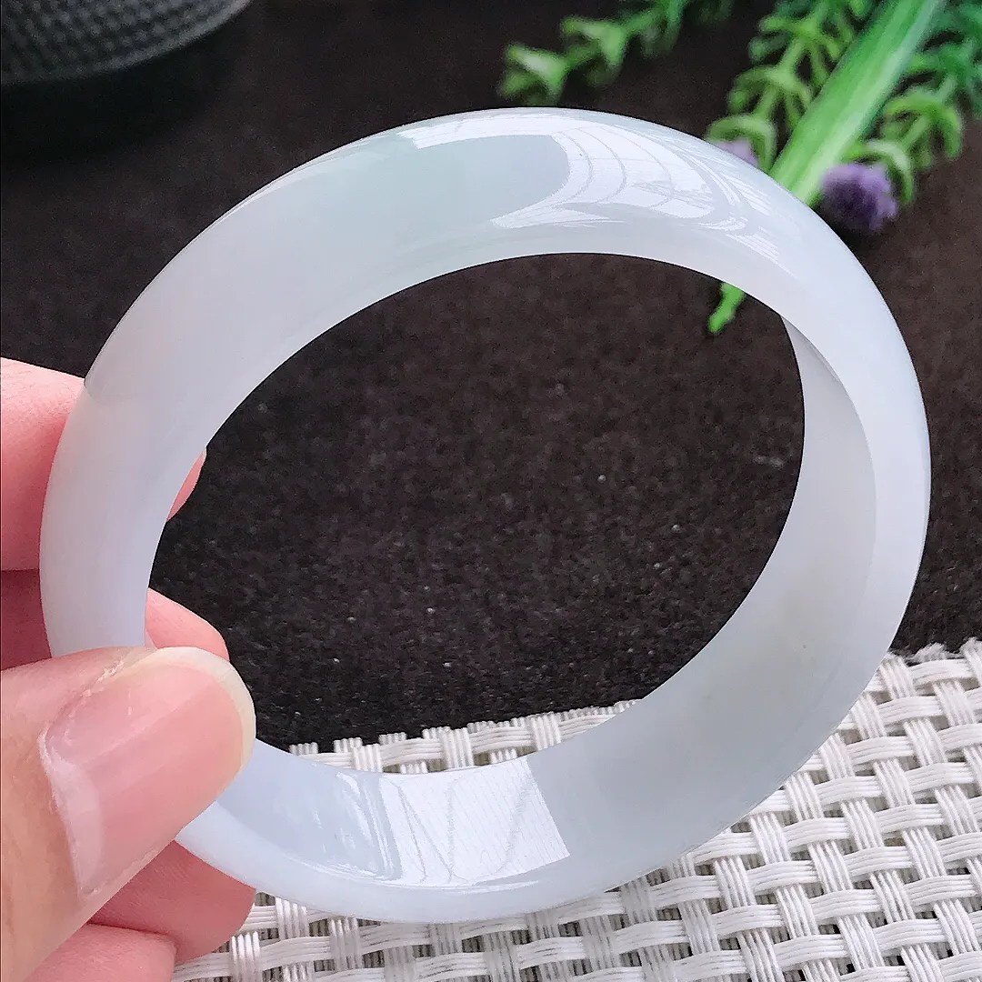 自然光56/15.6/6.6老坑冰纯起胶白月光轮胎手镯宽边翡翠玉镯手环