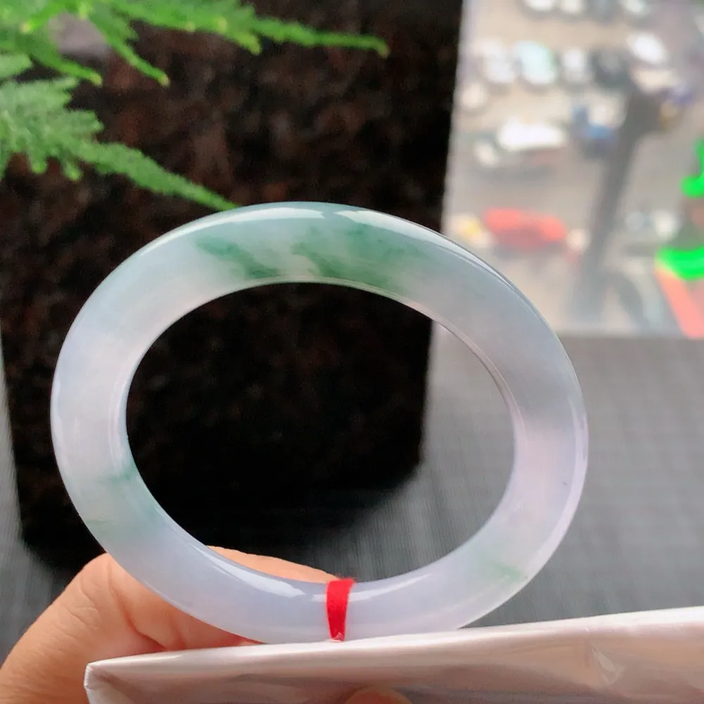 圆条冰紫飘花 无瑕 尺寸:52.6/9.3 花美 种水好