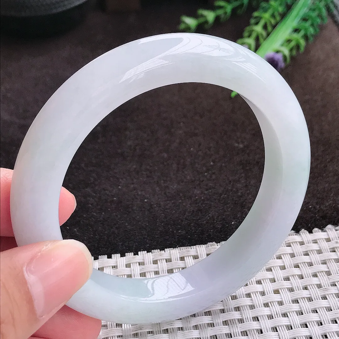 自然光58.5/11.7/10老坑秀气冰润飘花手镯宽边翡翠玉镯手环