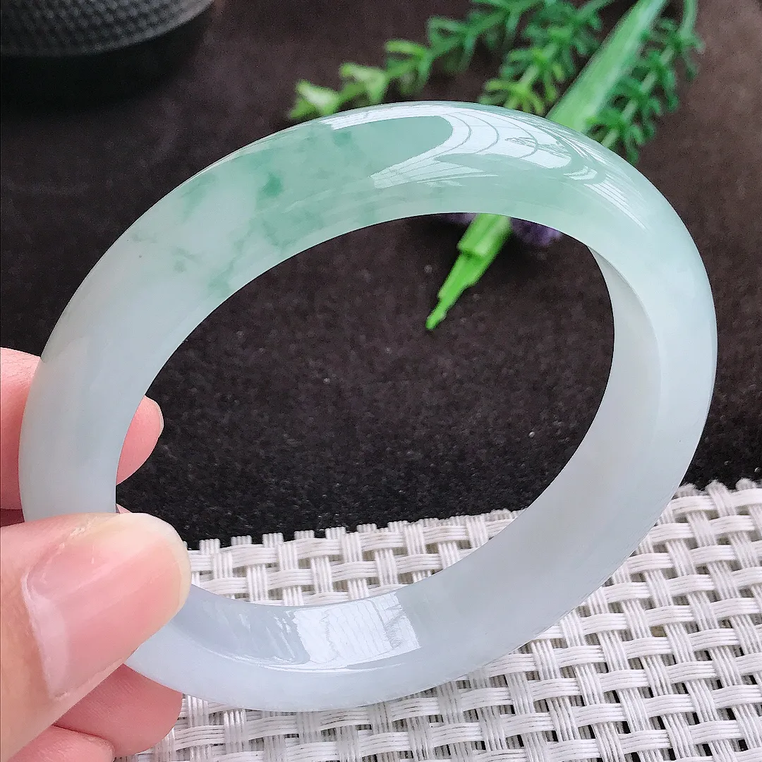 自然光58/52/13.1/8.8老坑冰胶水灵飘花大圈口贵妃手镯翡翠玉镯手环