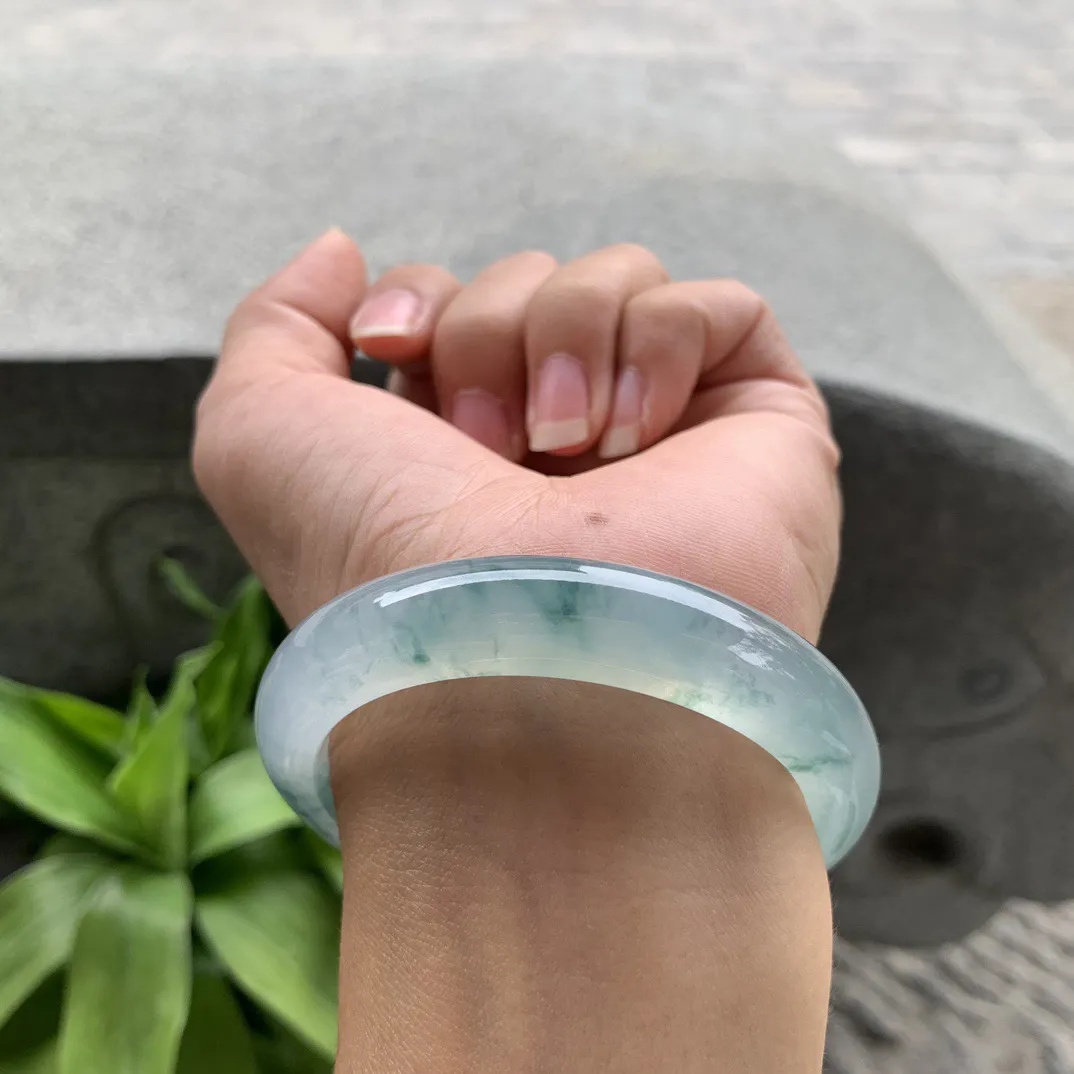 小圈口 53.3-11.4-8.5  【高冰飘花正圈手镯】正圈 53 54可戴