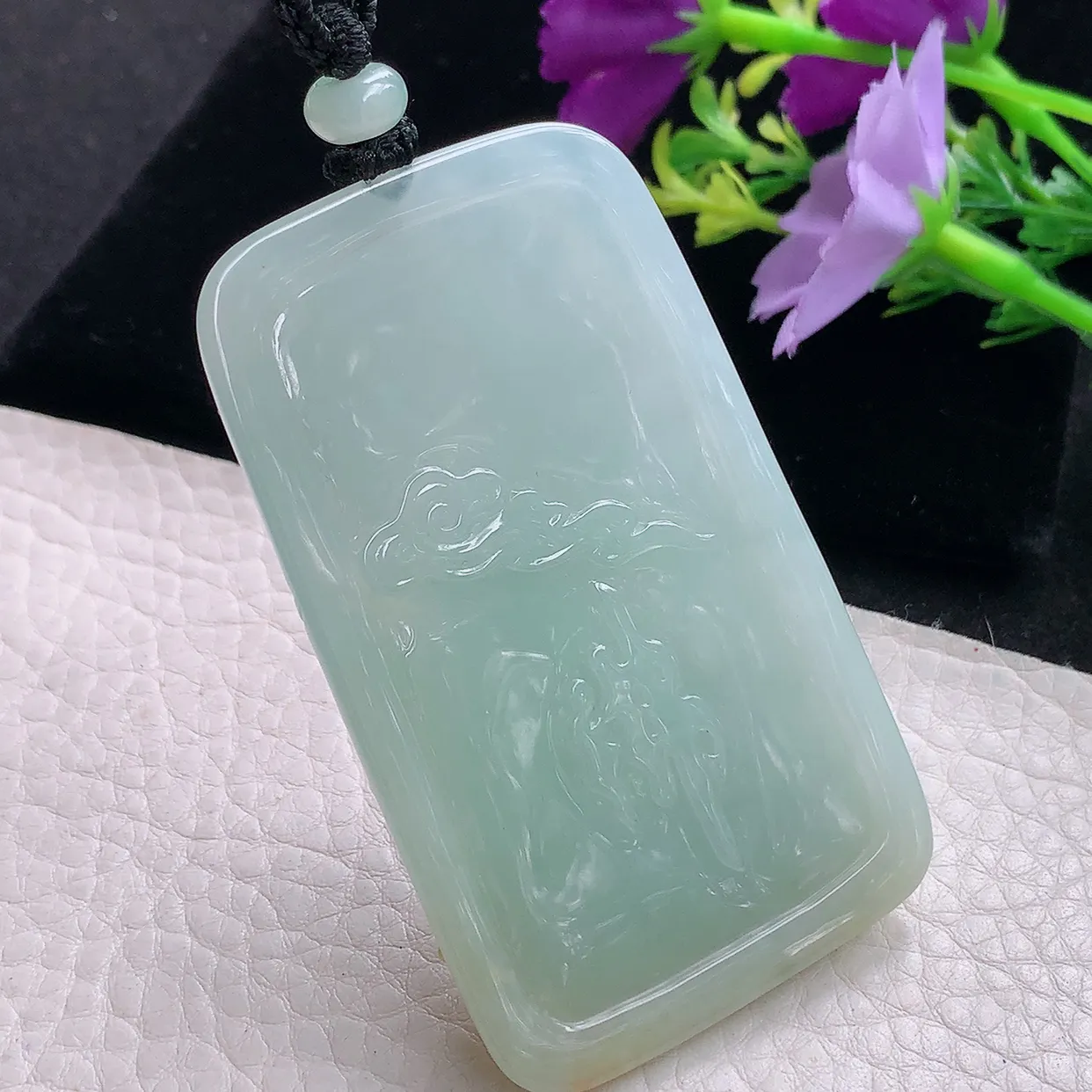 mut自然光69*41.2*12天然缅甸翡翠黄加绿坐莲观音吊坠普贤观音菩萨