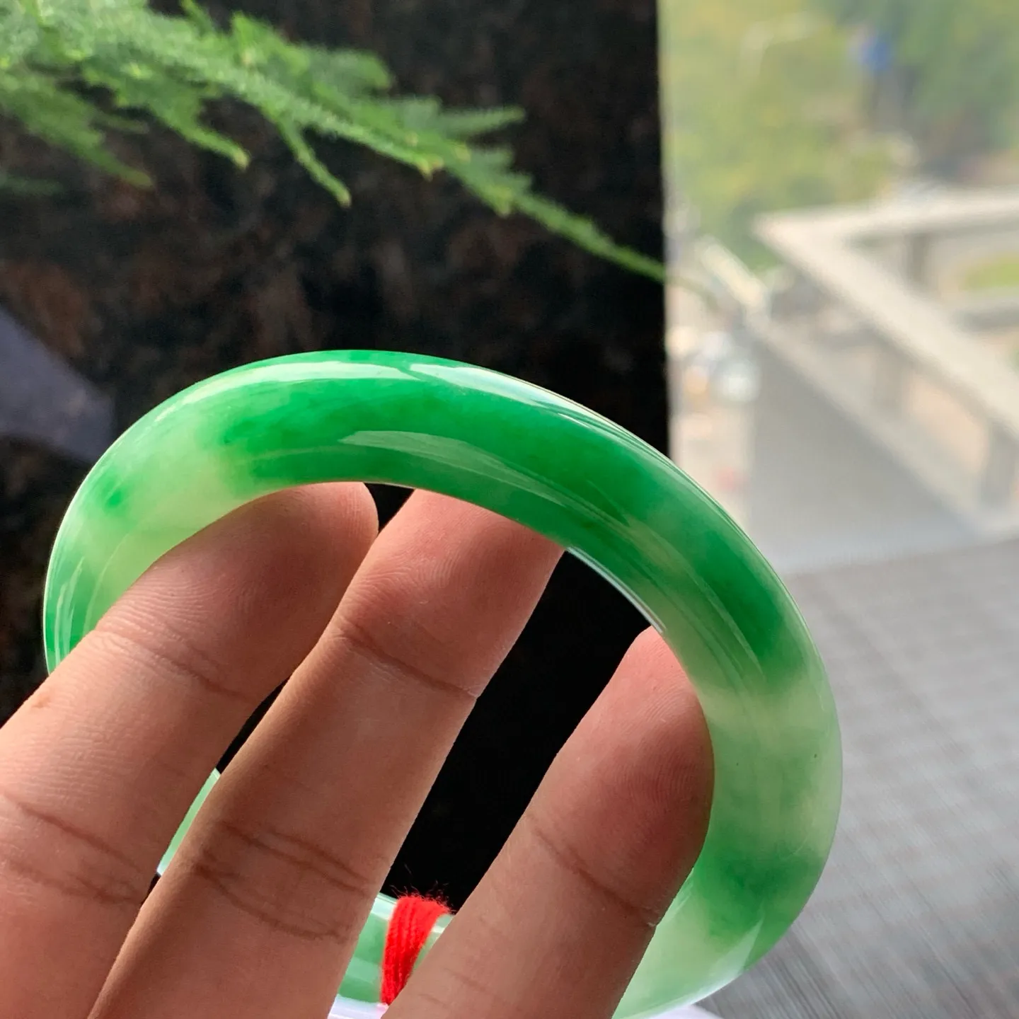 圆条一大节阳绿 无瑕 尺寸:55.1/10.5/11.1 色好