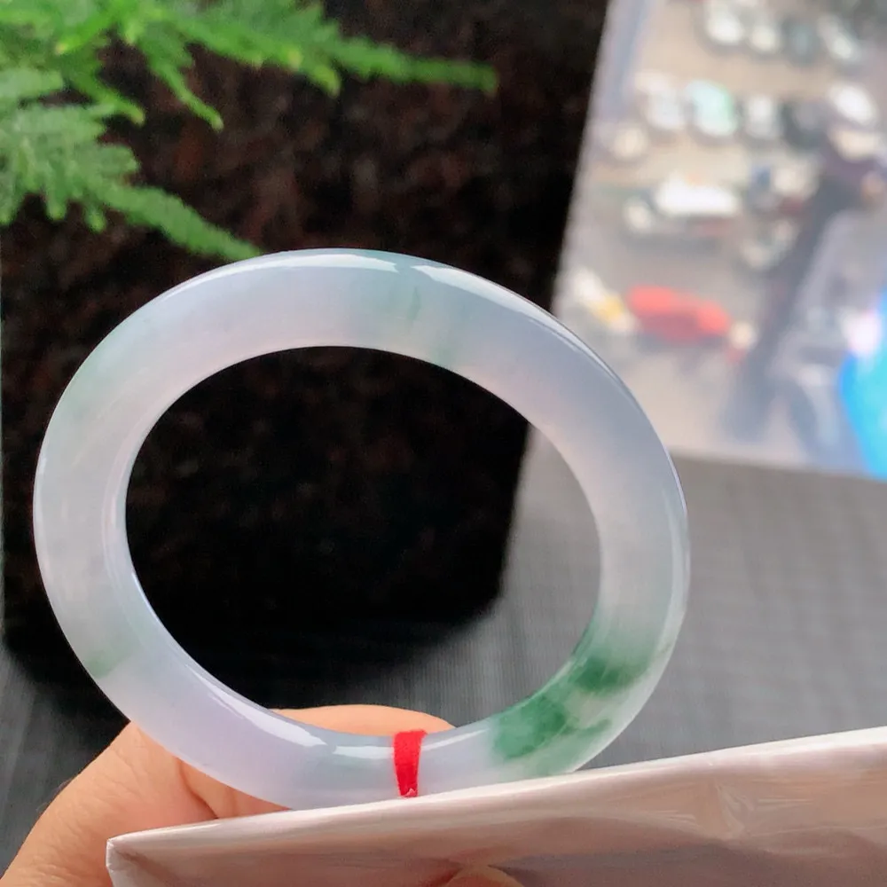 圆条冰紫飘花 无瑕 尺寸:52.6/9.3 花美 种水好