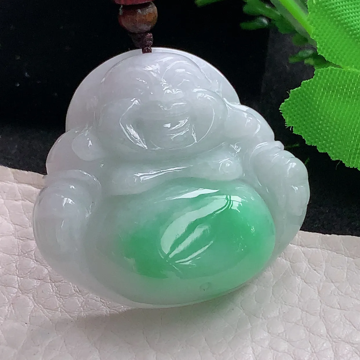 zen40*42.5*11.8自然光天然缅甸翡翠满肚绿佛公 开心佛玉吊坠 毛衣坠