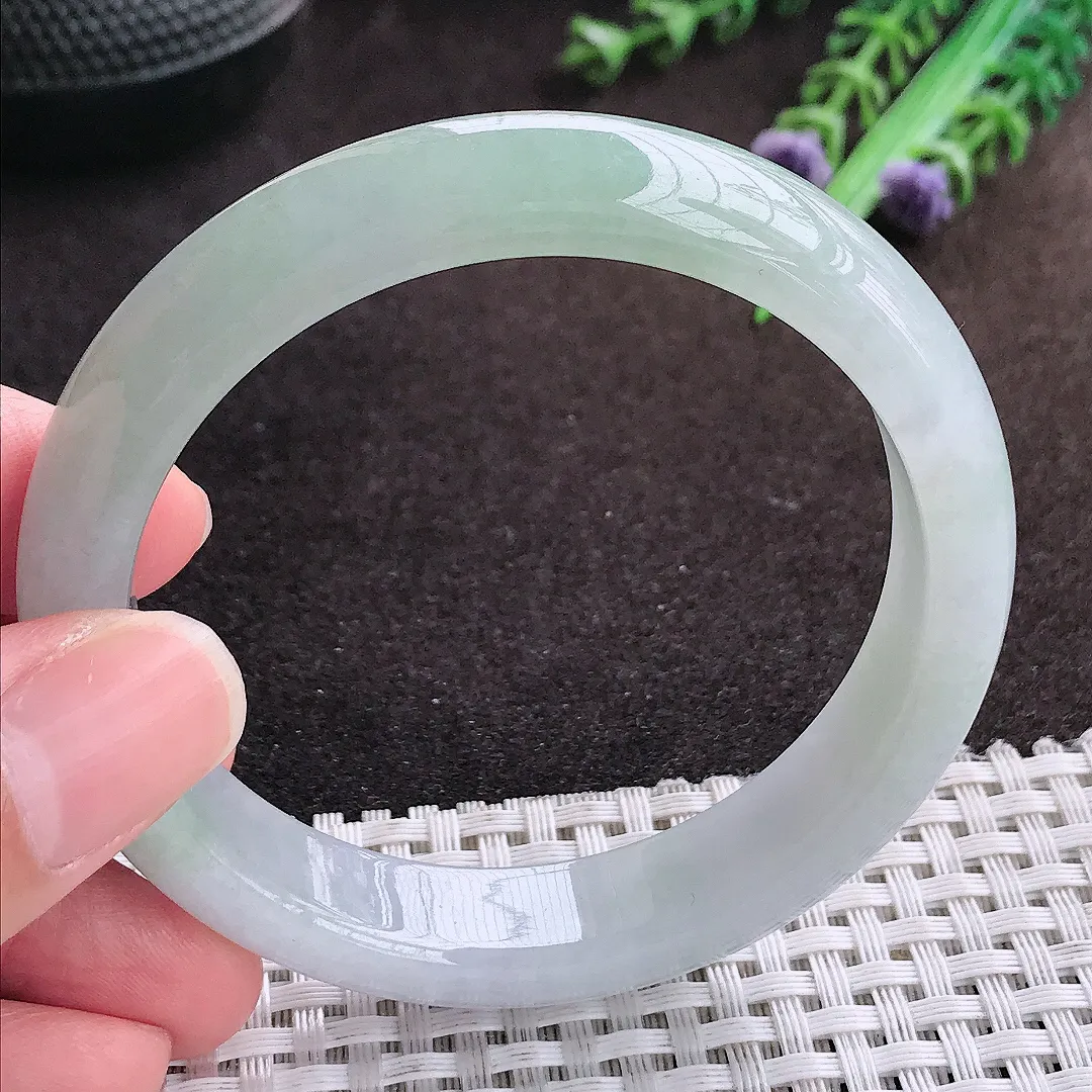 自然光56/12.5/7.9老坑冰胶水灵冰晴手镯宽边翡翠玉镯手环