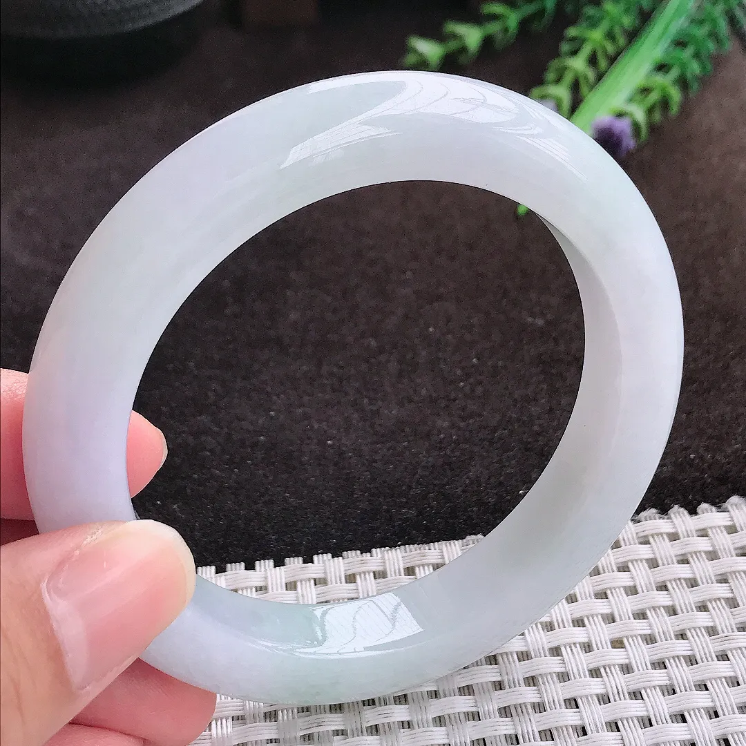 自然光58.5/11.7/10老坑秀气冰润飘花手镯宽边翡翠玉镯手环