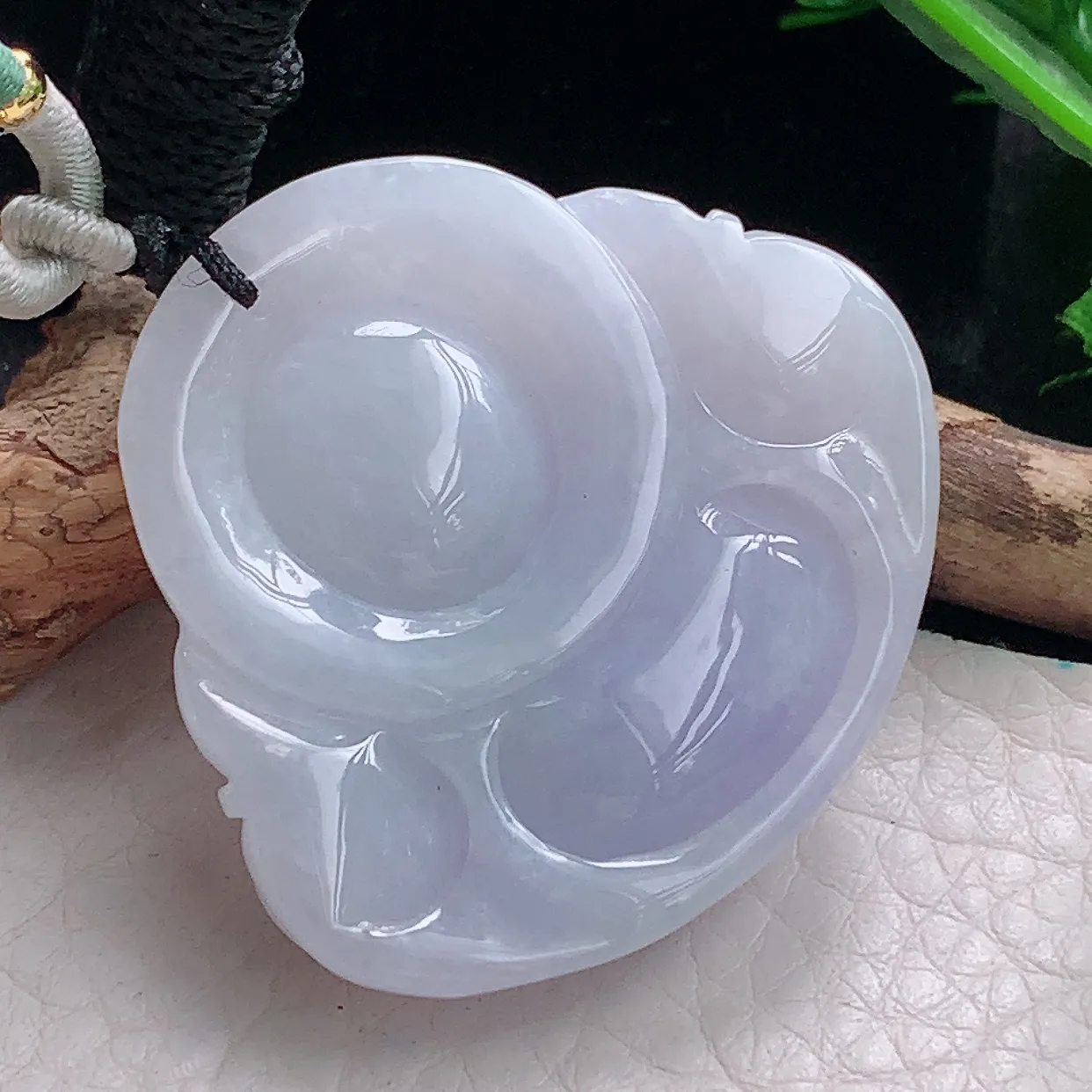 zen39.7*42*12.2自然光天然缅甸翡翠粉紫佛公 开心佛玉吊坠 毛衣坠