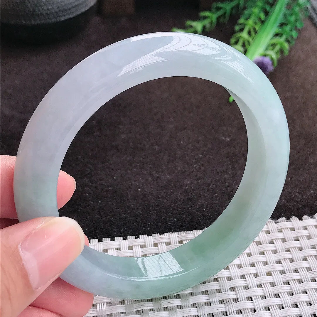 自然光59/12.4/9.6老坑冰胶水灵冰晴手镯宽边翡翠玉镯手环