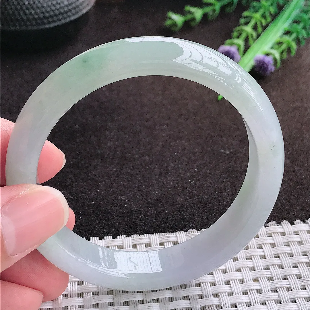 自然光56/12.5/7.9老坑冰胶水灵冰晴手镯宽边翡翠玉镯手环