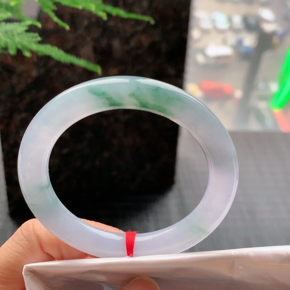 圆条冰紫飘花 无瑕 尺寸:52.6/9.3 花美 种水好