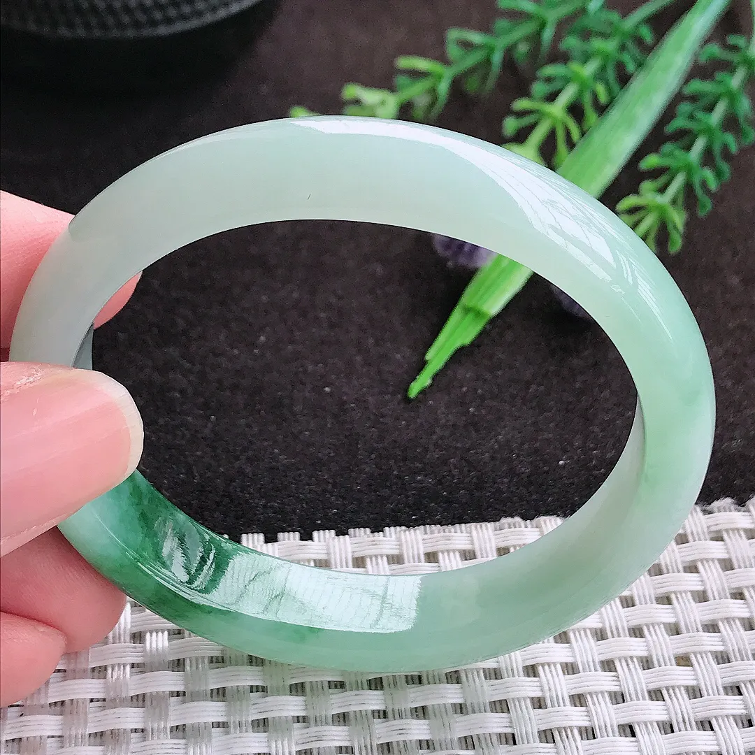 自然光54/46.5/12.3/7老坑精美冰润飘花贵妃手镯翡翠玉镯手环