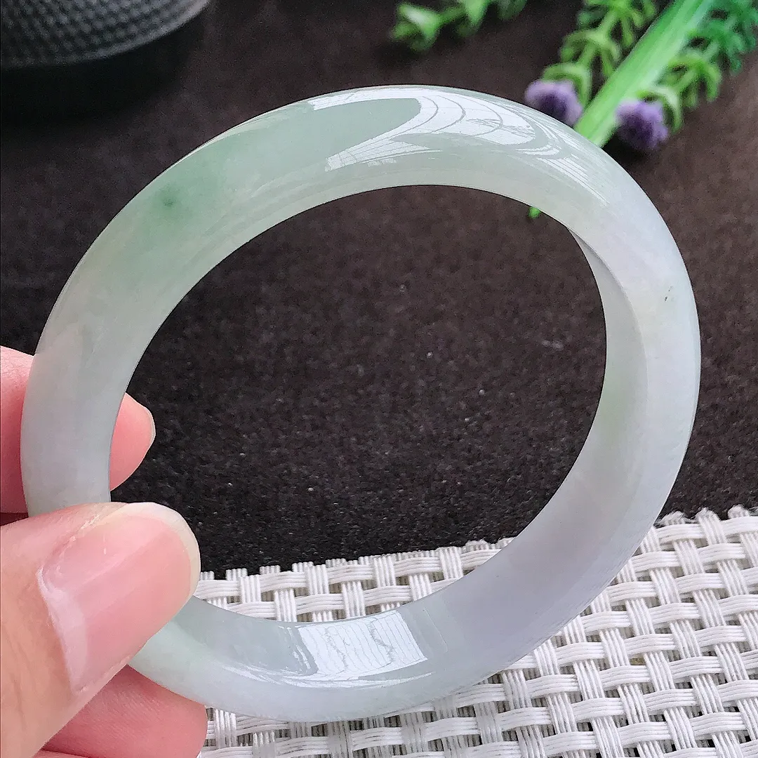 自然光56/12.5/7.9老坑冰胶水灵冰晴手镯宽边翡翠玉镯手环