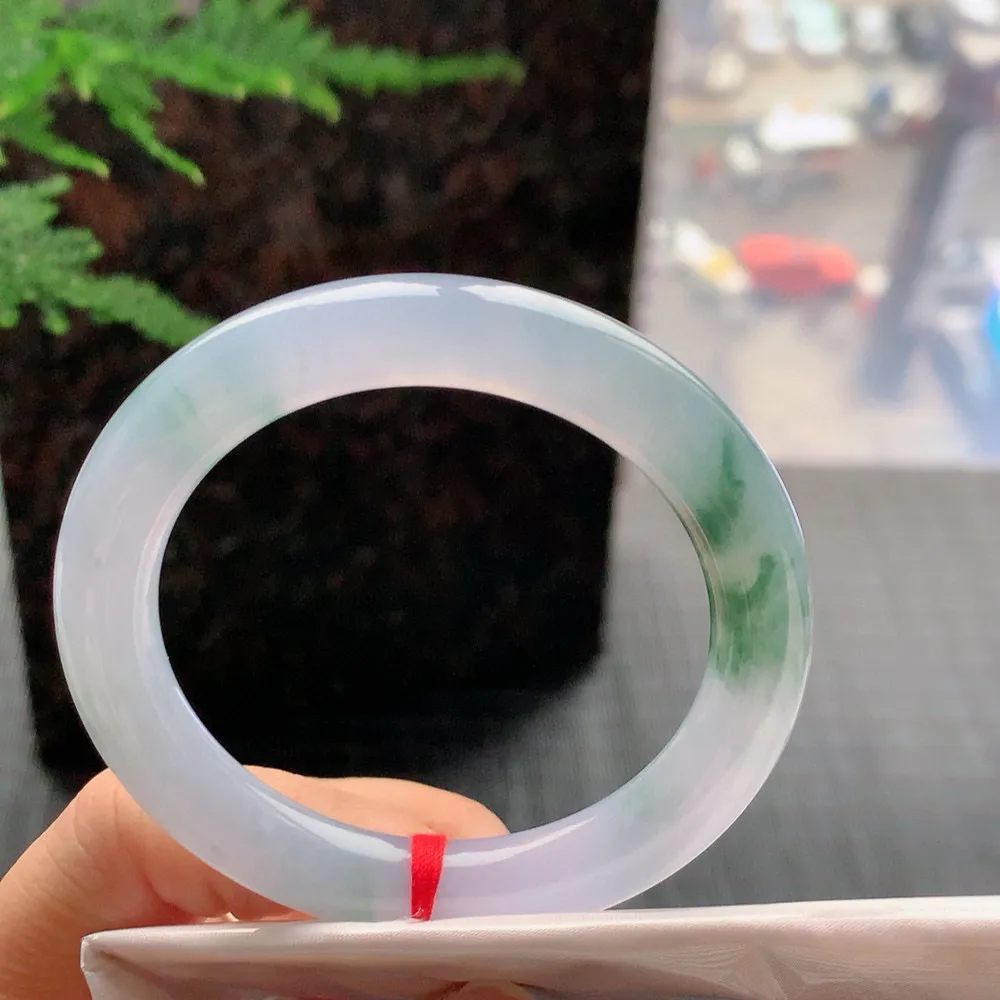 圆条冰紫飘花 无瑕 尺寸:52.6/9.3 花美 种水好