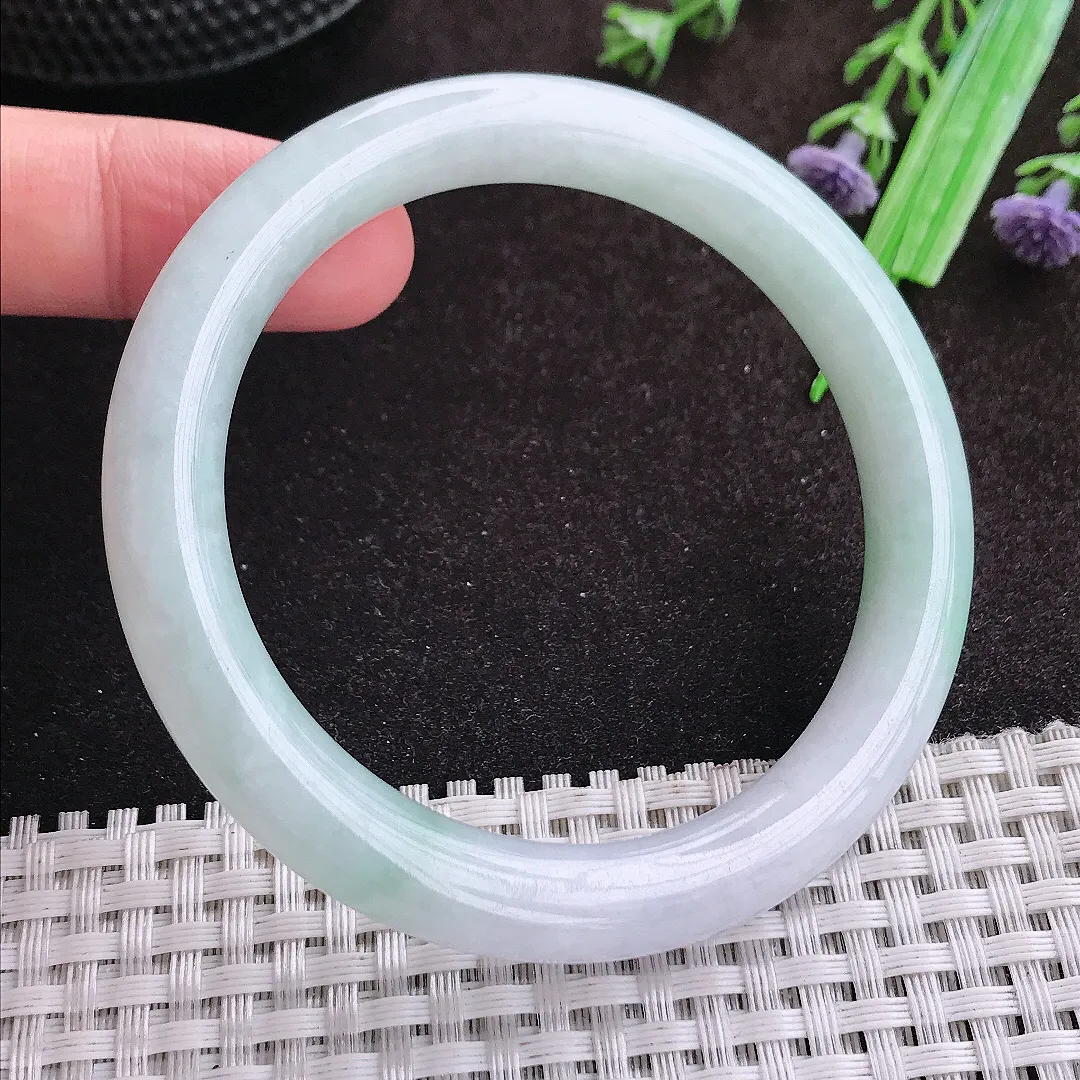 自然光55/8.8老坑秀气温润冰晴圆条手镯翡翠玉镯手环