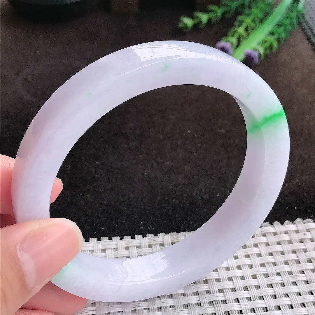 自然光64.5/12.6/8.3老坑冰润飘阳绿手镯大圈口翡翠方镯玉手环