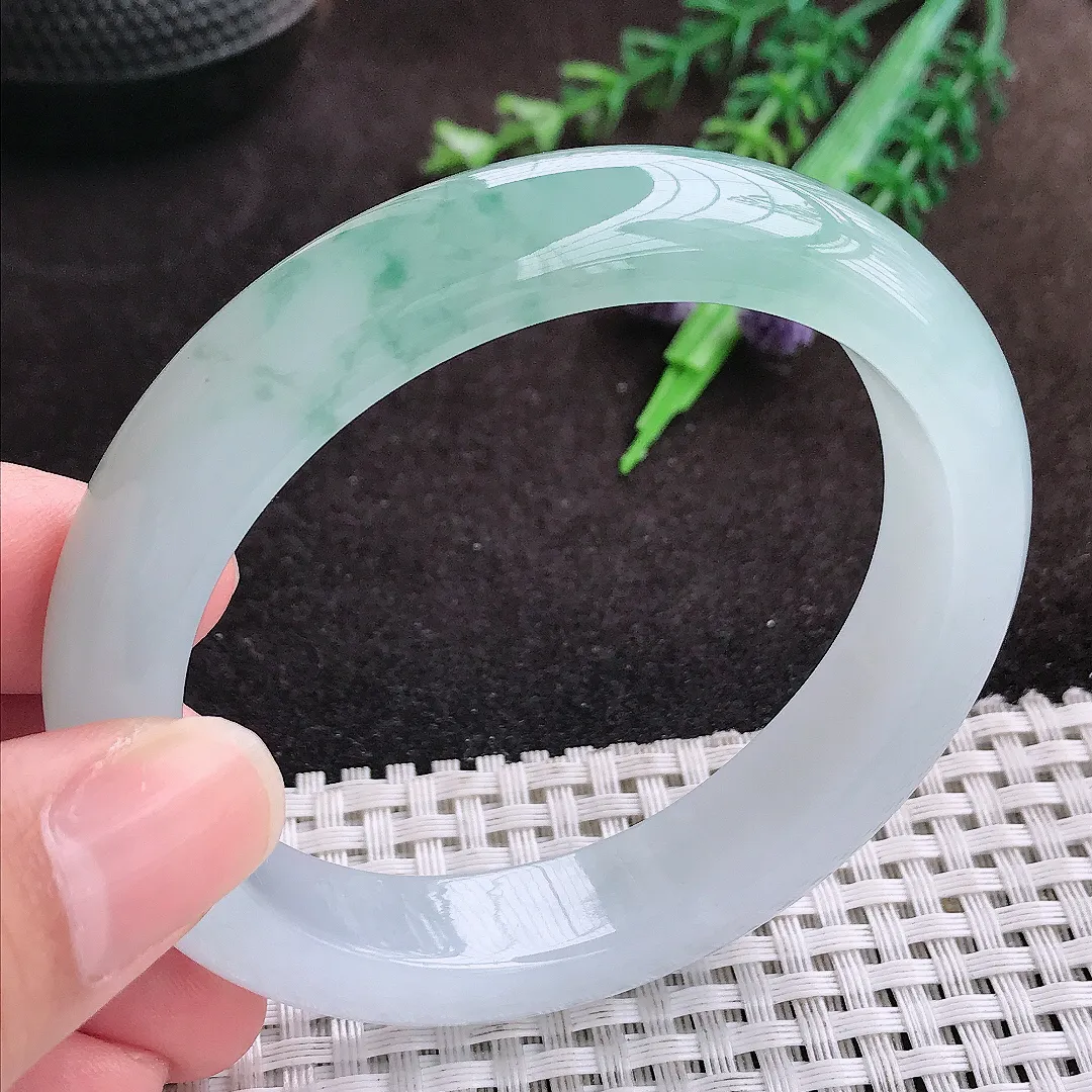 自然光58/52/13.1/8.8老坑冰胶水灵飘花大圈口贵妃手镯翡翠玉镯手环