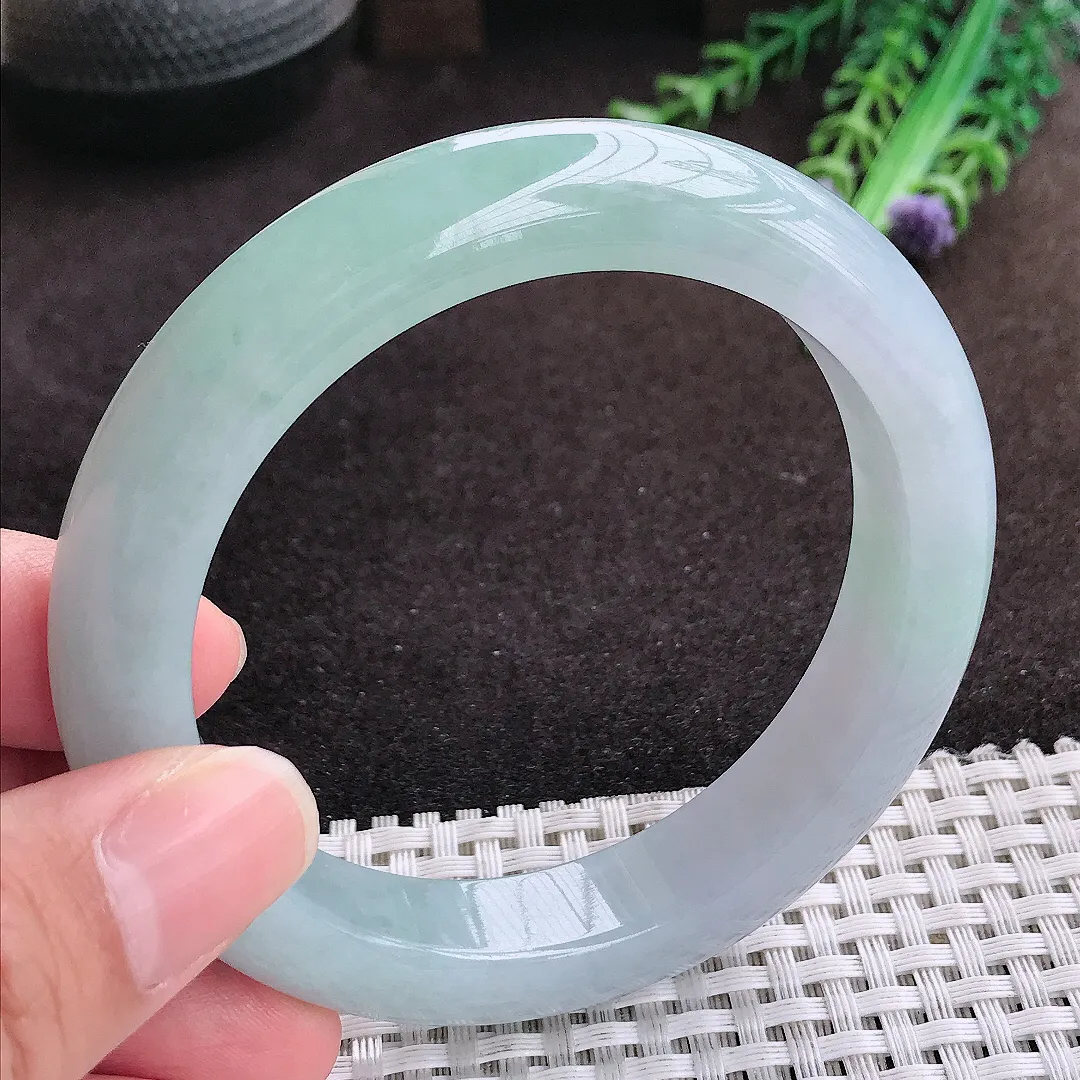 自然光59/12.4/9.6老坑冰胶水灵冰晴手镯宽边翡翠玉镯手环