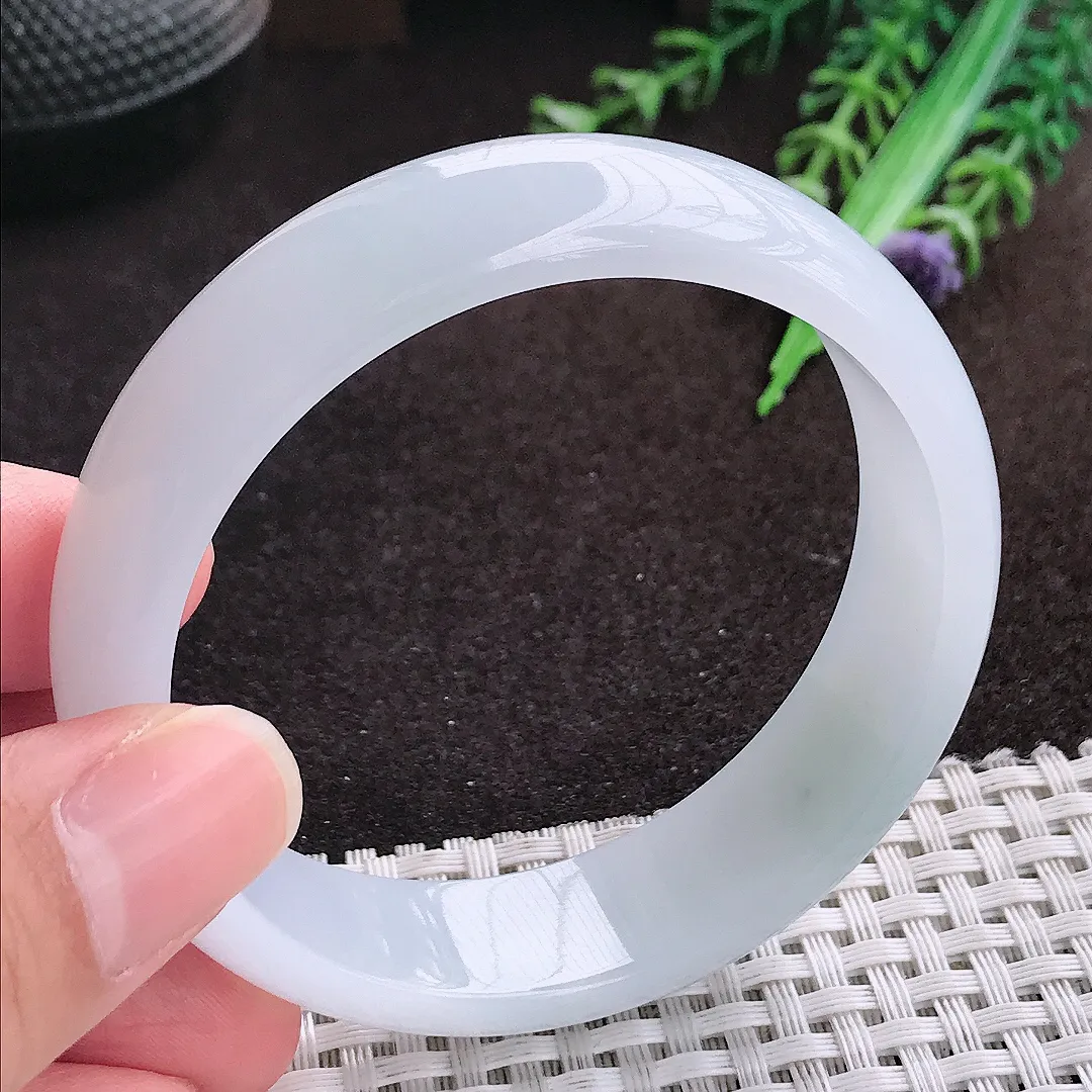 自然光56/15.6/6.6老坑冰纯起胶白月光轮胎手镯宽边翡翠玉镯手环
