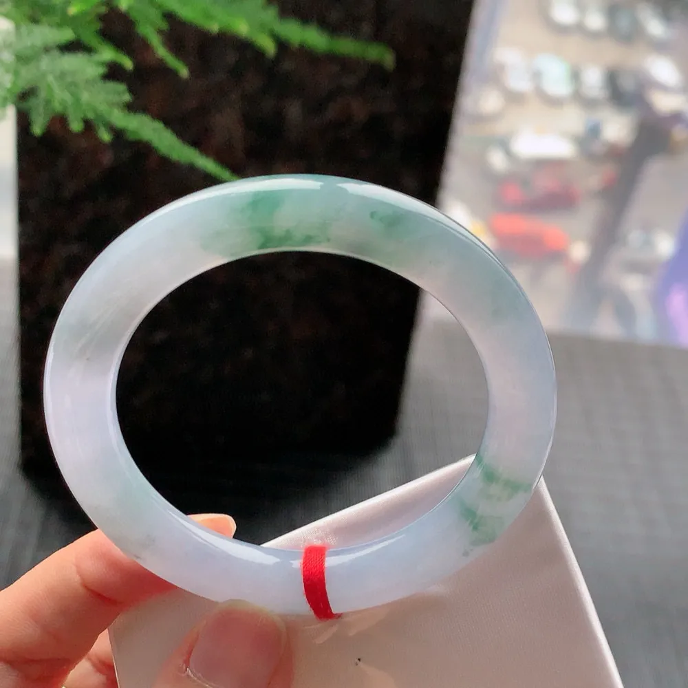 圆条冰紫飘花 无瑕 尺寸:52.6/9.3 花美 种水好