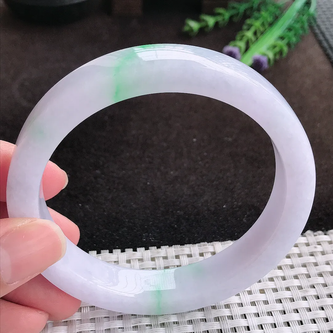 自然光64.5/12.6/8.3老坑冰润飘阳绿手镯大圈口翡翠方镯玉手环