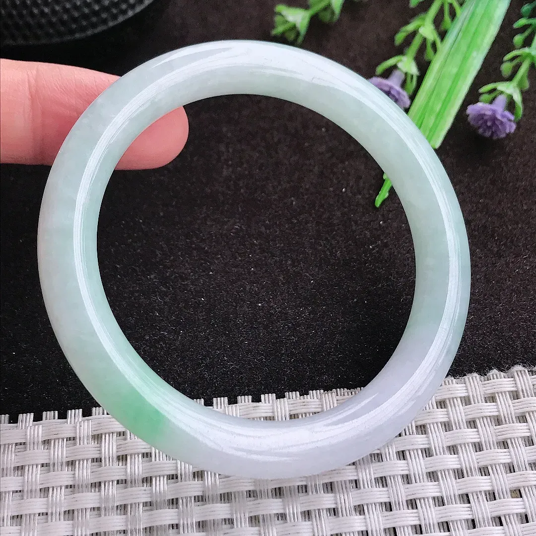 自然光55/8.8老坑秀气温润冰晴圆条手镯翡翠玉镯手环