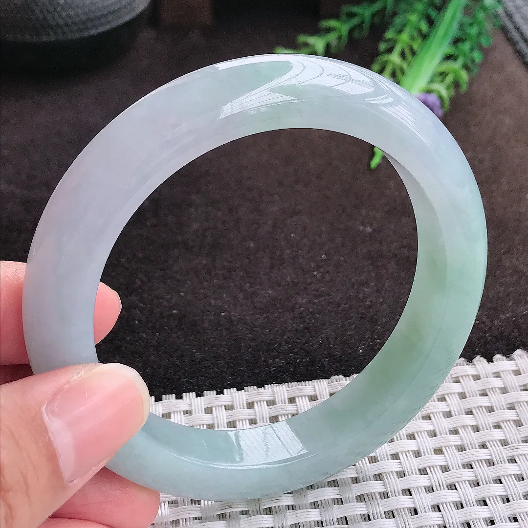 自然光59/12.4/9.6老坑冰胶水灵冰晴手镯宽边翡翠玉镯手环