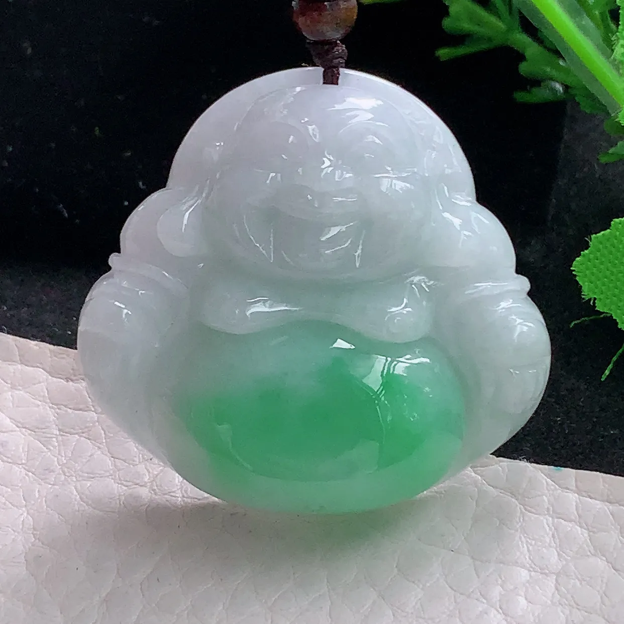 zen40*42.5*11.8自然光天然缅甸翡翠满肚绿佛公 开心佛玉吊坠 毛衣坠