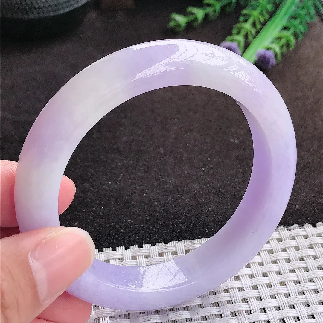 自然光56/12.6/9.4老坑精美温润浓艳紫罗兰手镯宽边翡翠玉镯手环