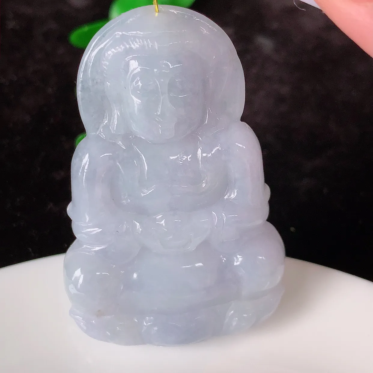 自然光实拍，冰胶紫罗兰翡翠观音吊坠，赐福翡翠观音，冰透，观音庇佑守护 ，送礼或自留佳选！#35.29