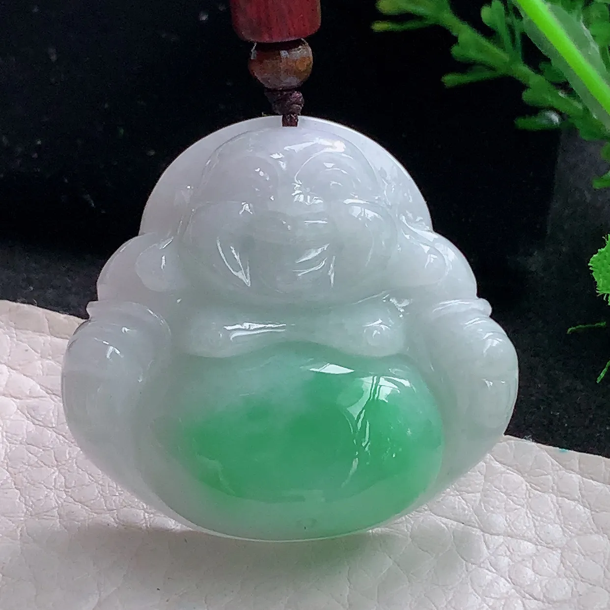 zen40*42.5*11.8自然光天然缅甸翡翠满肚绿佛公 开心佛玉吊坠 毛衣坠