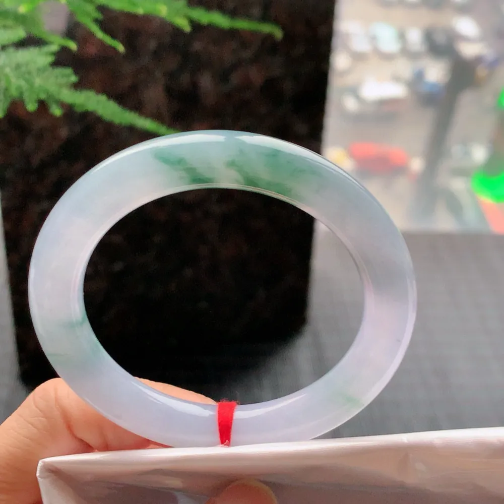 圆条冰紫飘花 无瑕 尺寸:52.6/9.3 花美 种水好