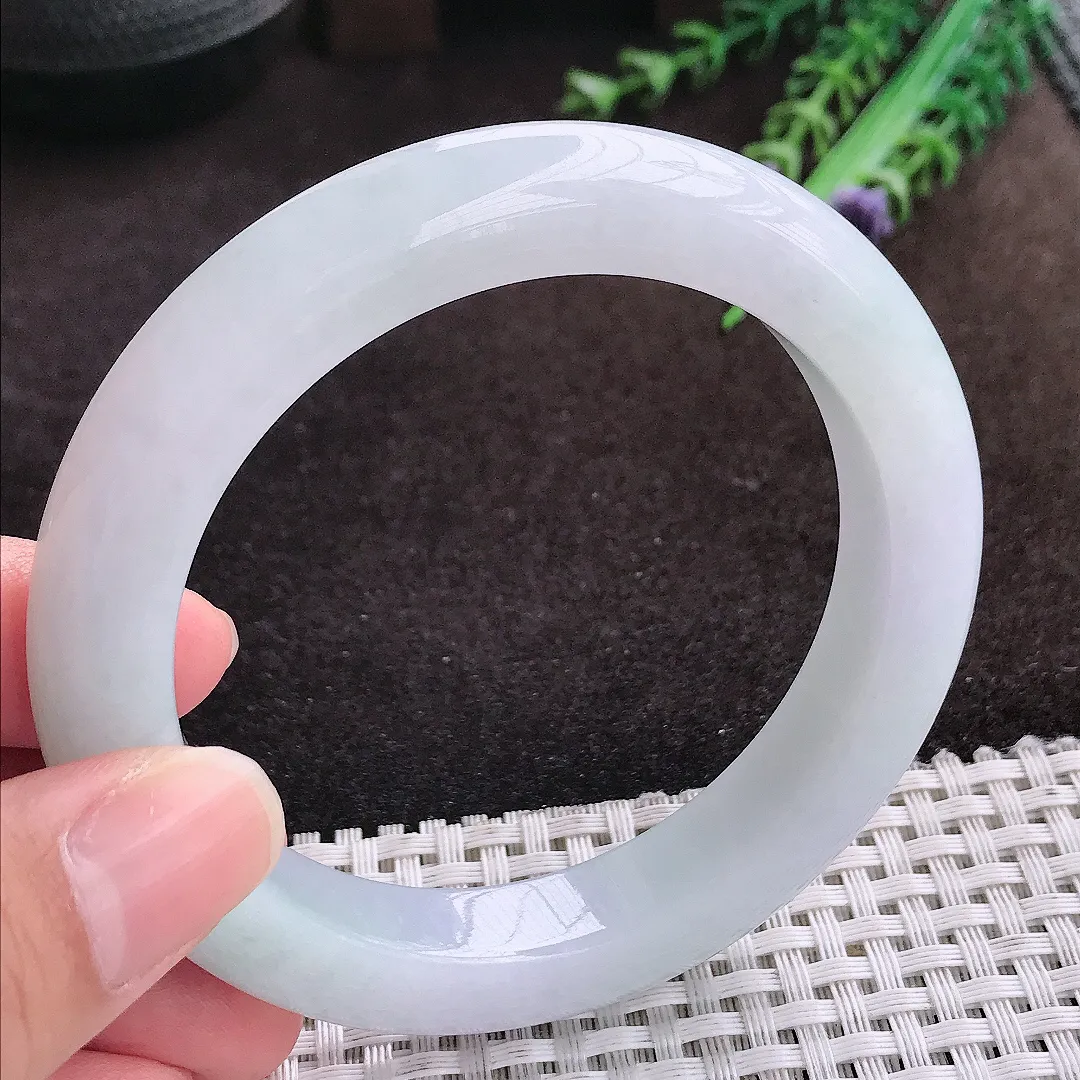 自然光58.5/11.7/10老坑秀气冰润飘花手镯宽边翡翠玉镯手环