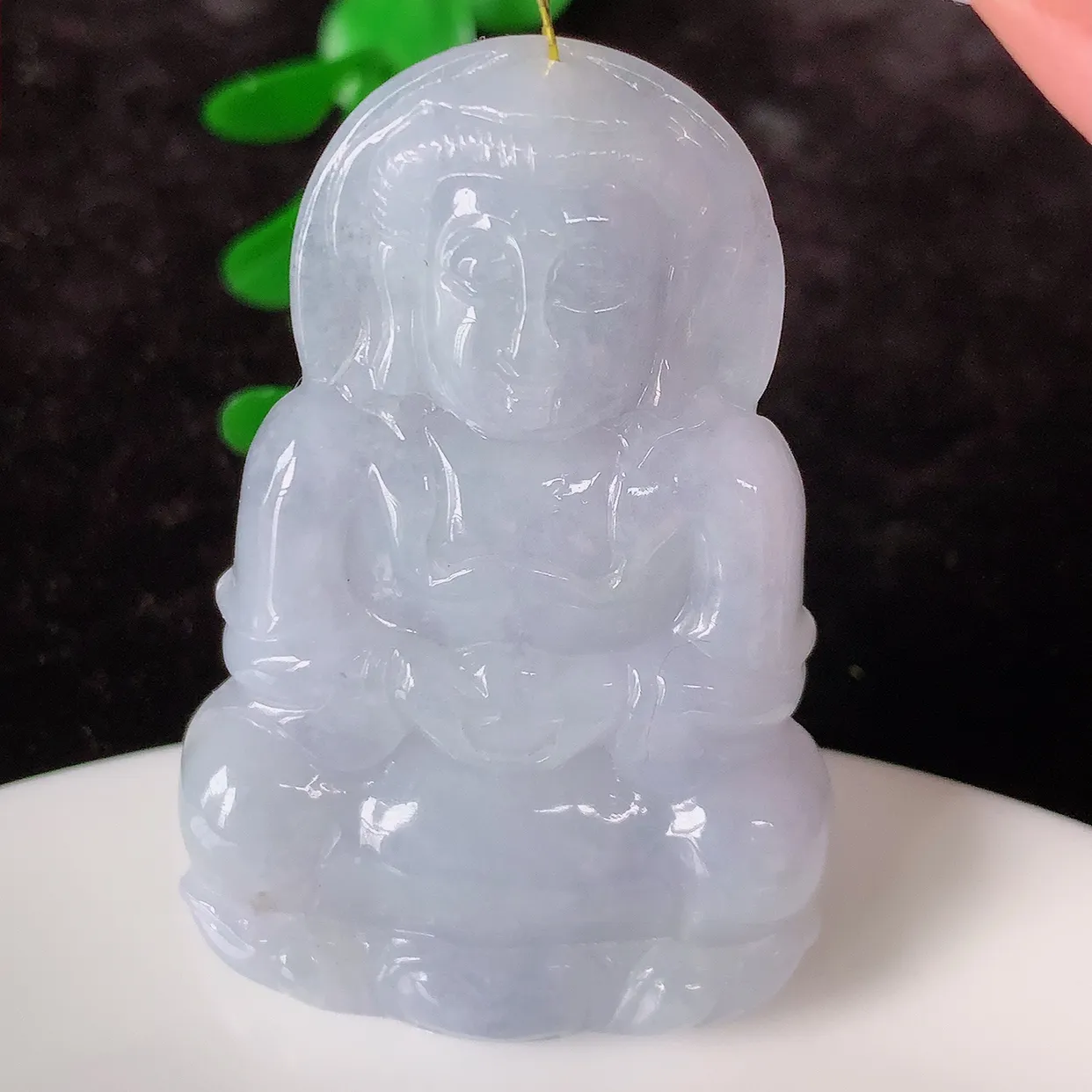 自然光实拍，冰胶紫罗兰翡翠观音吊坠，赐福翡翠观音，冰透，观音庇佑守护 ，送礼或自留佳选！#35.29