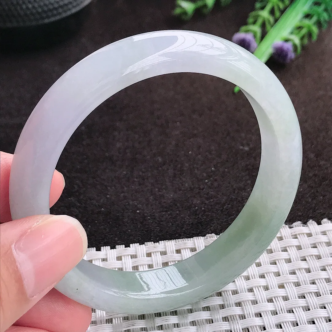 自然光56/12.5/7.9老坑冰胶水灵冰晴手镯宽边翡翠玉镯手环