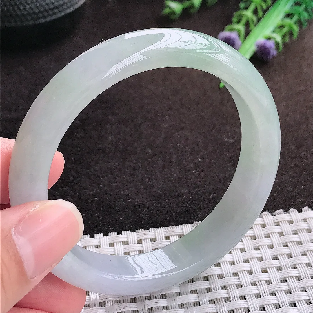 自然光56/12.5/7.9老坑冰胶水灵冰晴手镯宽边翡翠玉镯手环