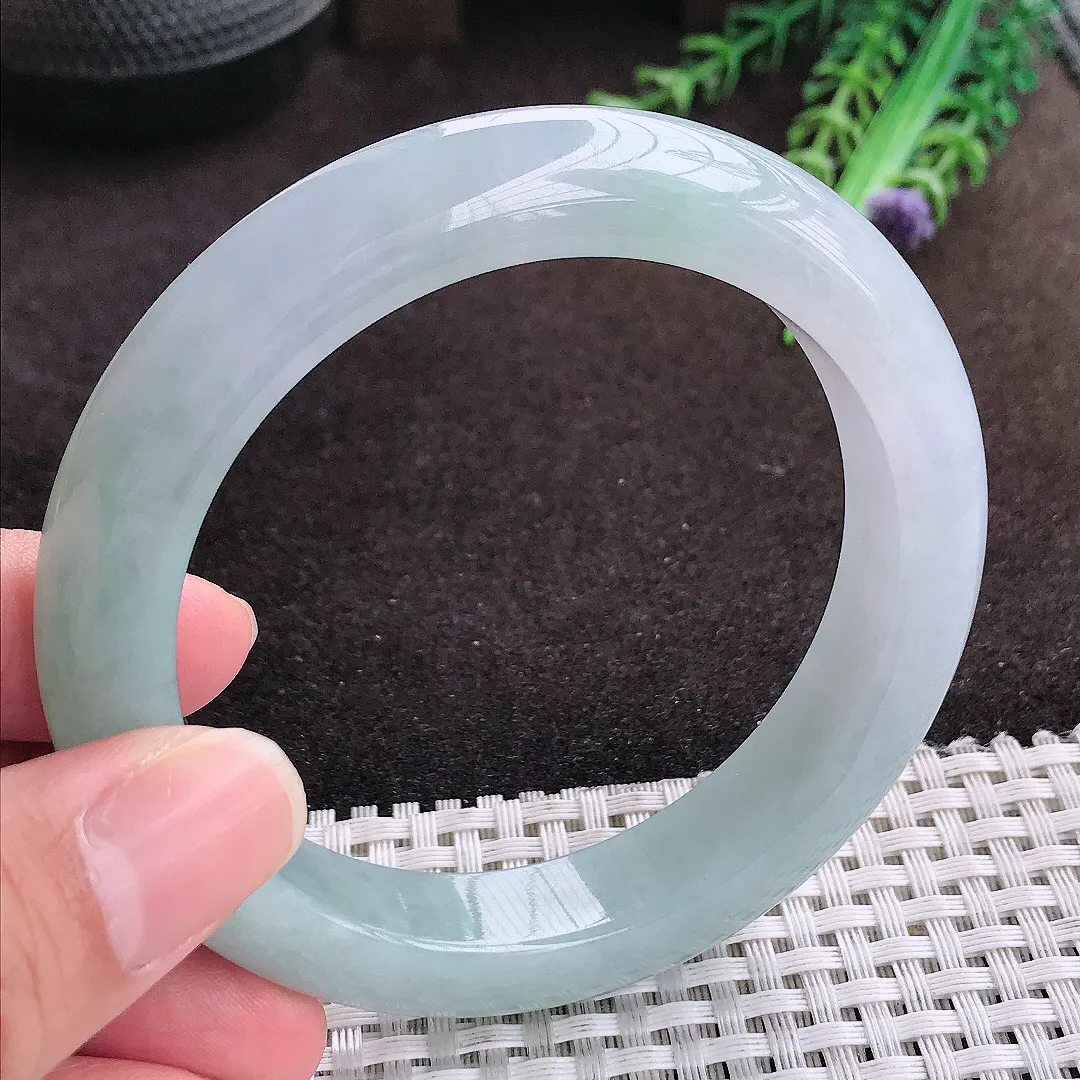 自然光59/12.4/9.6老坑冰胶水灵冰晴手镯宽边翡翠玉镯手环