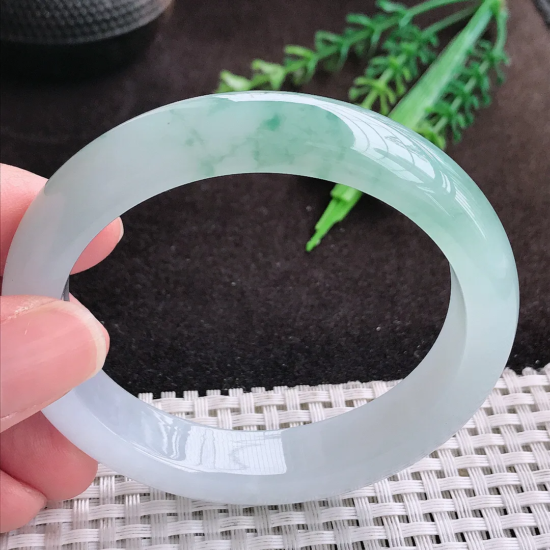 自然光58/52/13.1/8.8老坑冰胶水灵飘花大圈口贵妃手镯翡翠玉镯手环