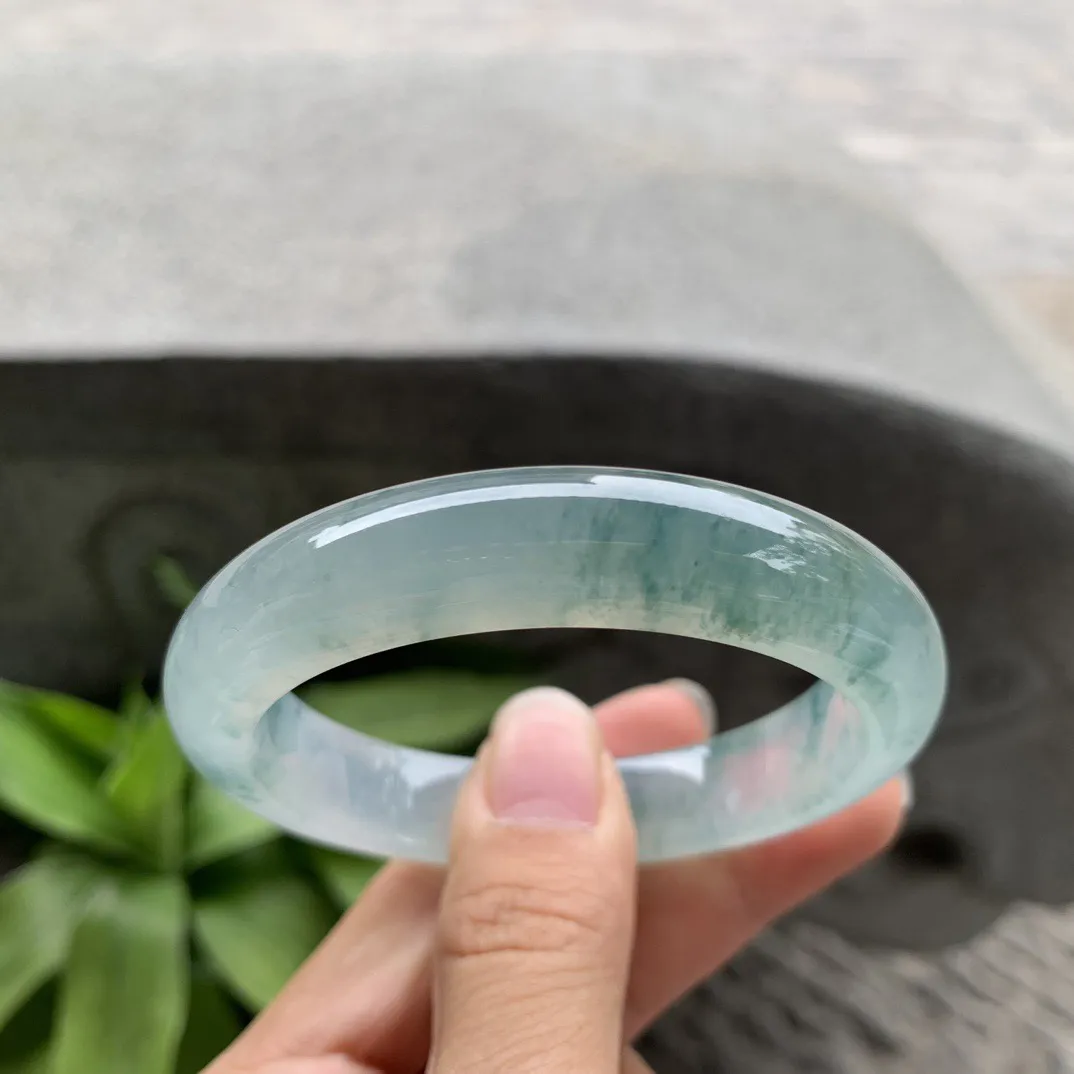 小圈口 53.3-11.4-8.5  【高冰飘花正圈手镯】正圈 53 54可戴