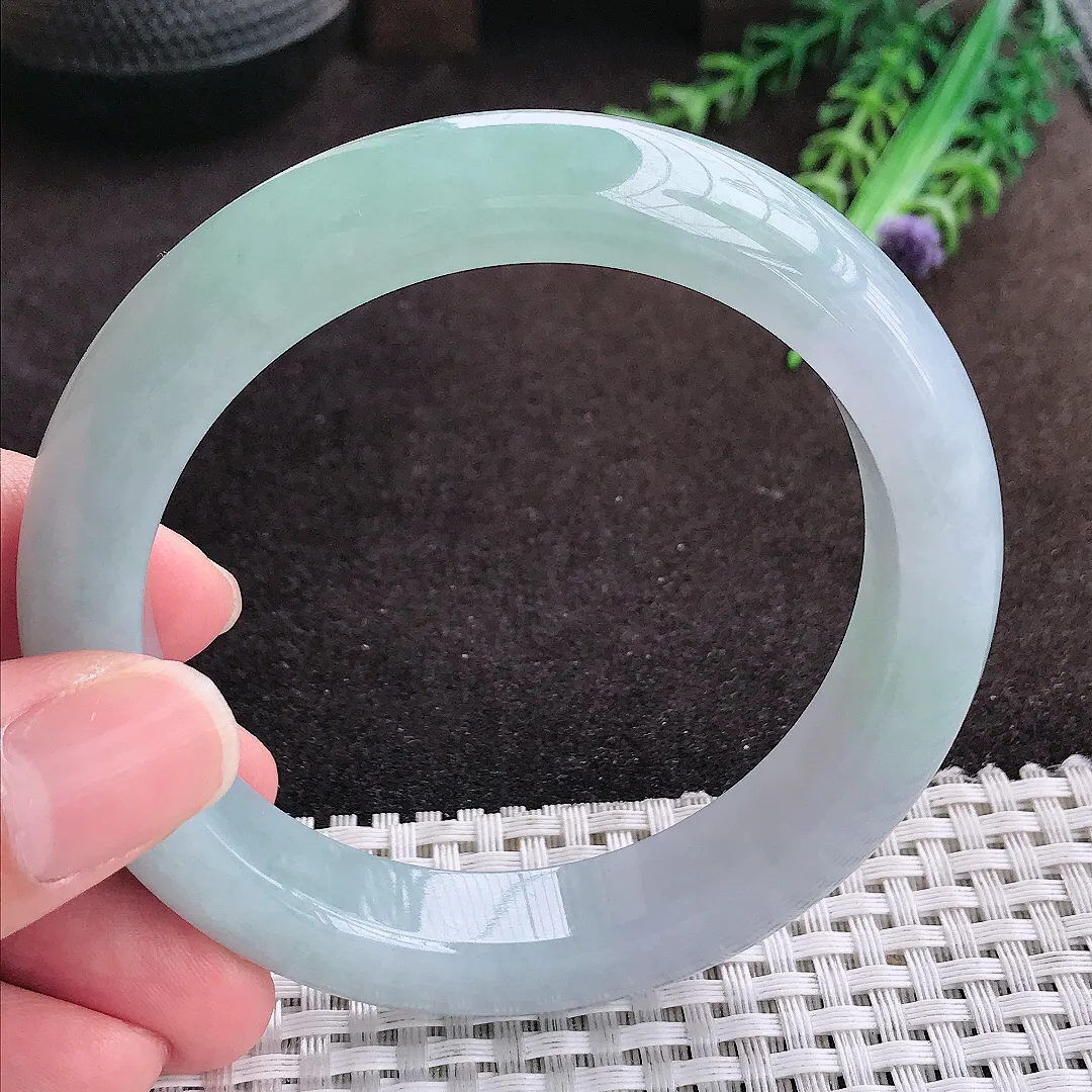 自然光59/12.4/9.6老坑冰胶水灵冰晴手镯宽边翡翠玉镯手环