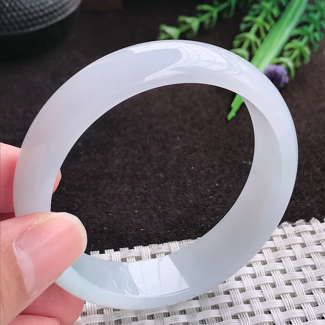 自然光56/15.6/6.6老坑冰纯起胶白月光轮胎手镯宽边翡翠玉镯手环