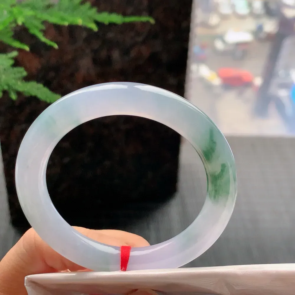 圆条冰紫飘花 无瑕 尺寸:52.6/9.3 花美 种水好