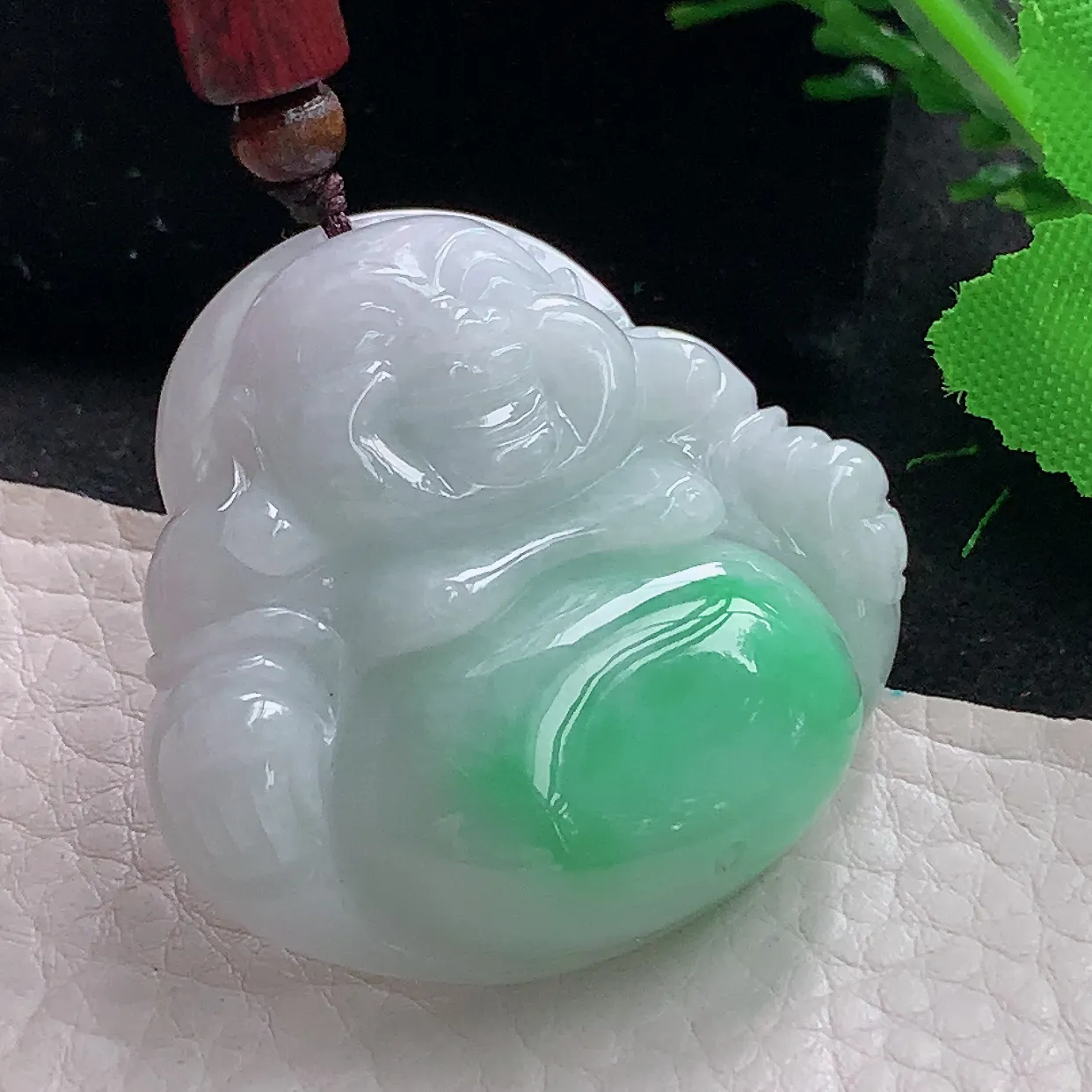 zen40*42.5*11.8自然光天然缅甸翡翠满肚绿佛公 开心佛玉吊坠 毛衣坠