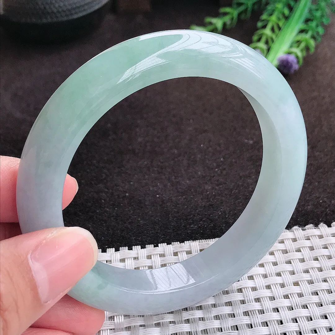 自然光59/12.4/9.6老坑冰胶水灵冰晴手镯宽边翡翠玉镯手环