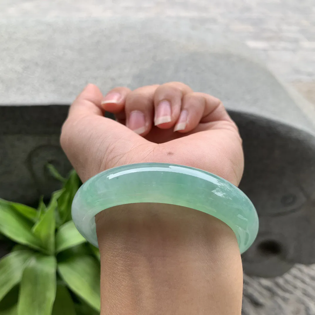 圈口55.2-13.7-8.9 【冰绿正圈手镯】正圈55 56可戴