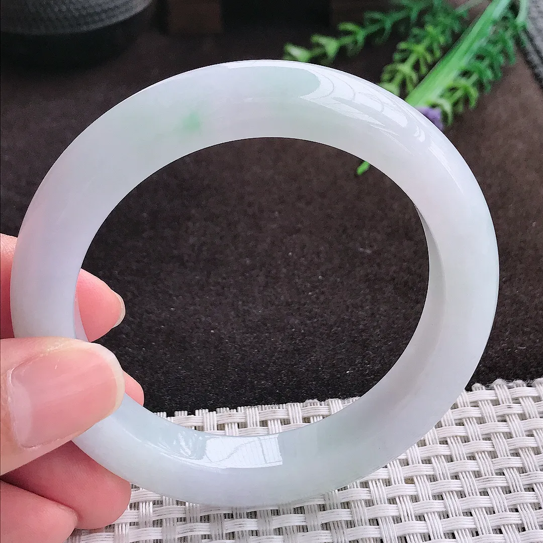 自然光58.5/11.7/10老坑秀气冰润飘花手镯宽边翡翠玉镯手环