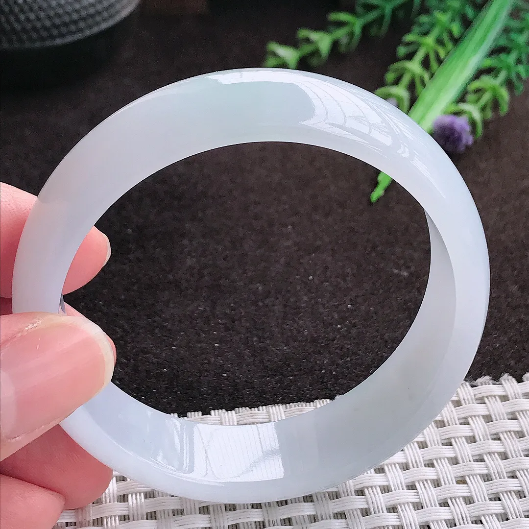 自然光56/15.6/6.6老坑冰纯起胶白月光轮胎手镯宽边翡翠玉镯手环